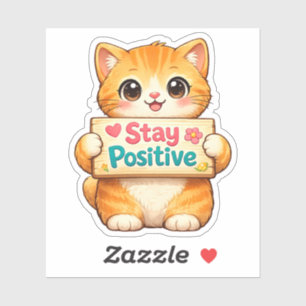 Mooie Kat Blijvende Positieve Vibes Illustratie Vi Sticker