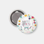 Mooie Kat Bloem Ontwerp Magneet (Voorkant / Achterkant)