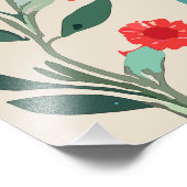 Mooie kat bloemenschildering in waterverf foto afdruk (Hoek)