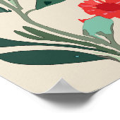 Mooie Kat Bloemrijke Waterverf Poster (Hoek)