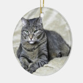 Mooie kat die ligt keramisch ornament (Links)