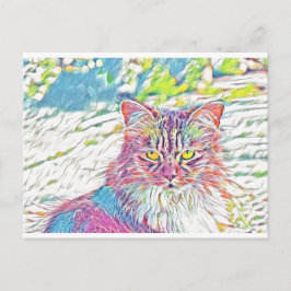 Mooie Kat effen - verjaardag of andere gelegenheid Briefkaart