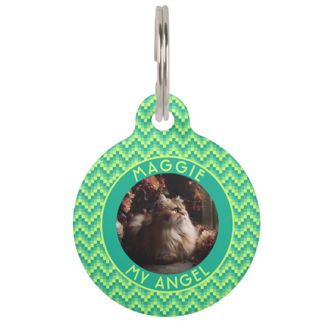 Mooie Kat Geschenk Herringbone Huisdierpenning (Voorkant)
