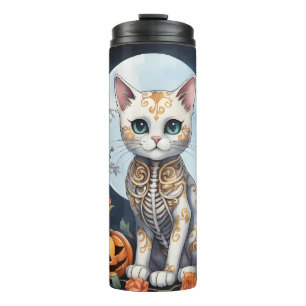 Mooie kat Halloween Bloemmaan - grillige Fe Thermosbeker