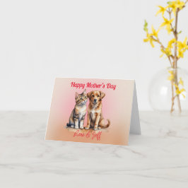 Mooie kat & hond waterverf kaart