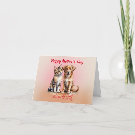 Mooie kat & hond waterverf kaart (Voorkant)