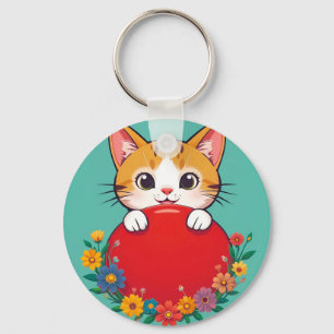 🐱 Mooie kat illustratie charme sleutelhanger