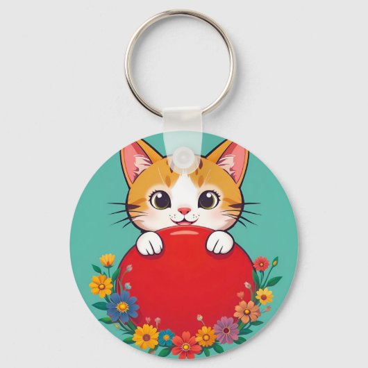 🐱 Mooie kat illustratie charme sleutelhanger (Voorkant)