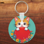 🐱 Mooie kat illustratie charme sleutelhanger (Voorkant)