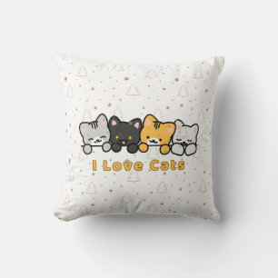 Mooie kat illustratie Ik hou van katten Kawaii car Kussen