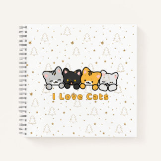Mooie kat illustratie Ik hou van katten Kawaii car Notitieboek
