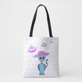 Mooie kat in een hoed tote bag