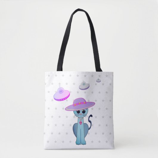 Mooie kat in een hoed tote bag (Voorkant)