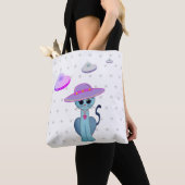 Mooie kat in een hoed tote bag (Dichtbij)