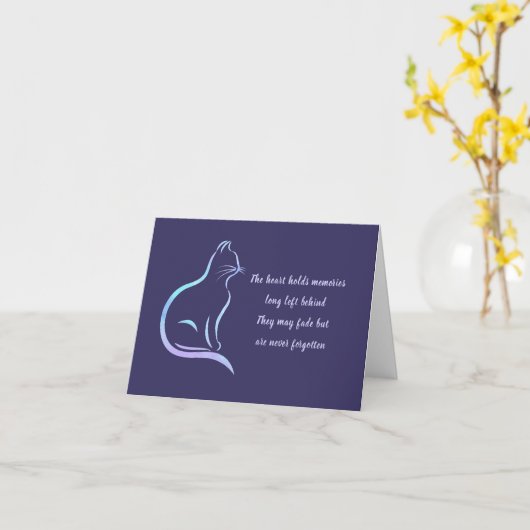 Mooie Kat Kat Sympathie Boodschap Diep Paarse Kaart (Gele Bloem)