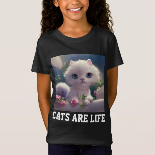 MOOIE KAT KITTEN MEISJES T-SHIRT (Voorkant)
