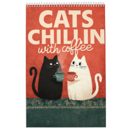 Mooie Kat Kunst | Katten die Chillen met Koffie 20 Kalender