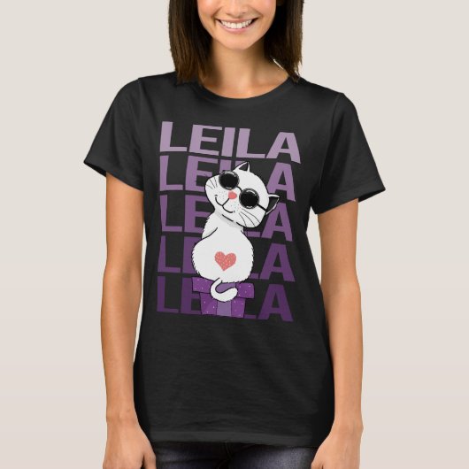 Mooie Kat - Leila Naam T-shirt (Voorkant)