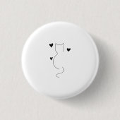 Mooie kat lijntekening, met drie harten ronde button 3,2 cm (Voorkant)