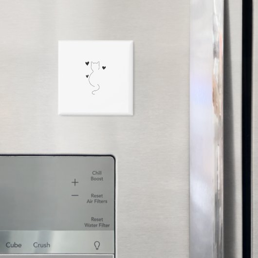 Mooie kat lijntje tekening, met drie harten magneet (Insitu (Koelkast))