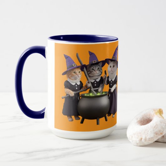 Mooie kat Macbeth Halloween mok (Met donut)