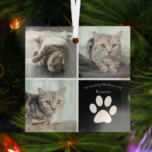 Mooie Kat Memorial Custom Pet Foto Kerstmis Glas Ornament