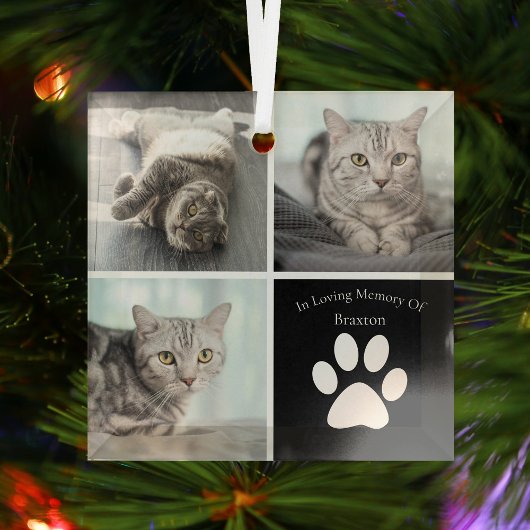 Mooie Kat Memorial Custom Pet Foto Kerstmis Glas Ornament