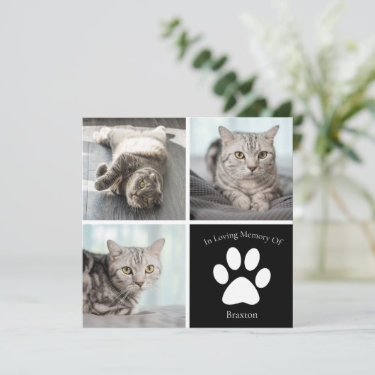 Mooie Kat Memorial Custom Pet Photo Keepsake Kaart (Staand voorkant)