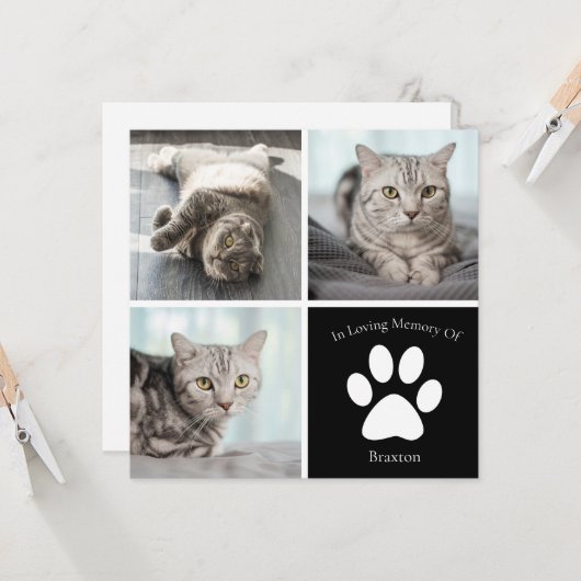 Mooie Kat Memorial Custom Pet Photo Keepsake Kaart (Voorkant / Achterkant in situ)