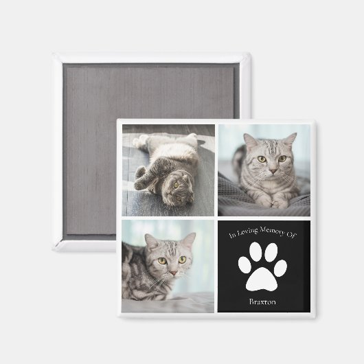 Mooie Kat Memorial Custom Pet Photo Keepsake Magneet (Voorkant / Achterkant)