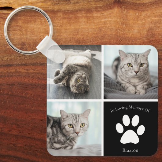 Mooie Kat Memorial Custom Pet Photo Keepsake Sleutelhanger (Voorkant)