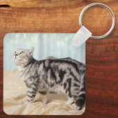 Mooie Kat Memorial Custom Pet Photo Keepsake Sleutelhanger (Achterkant)