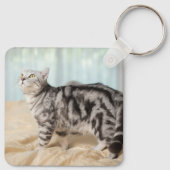 Mooie Kat Memorial Custom Pet Photo Keepsake Sleutelhanger (Achterkant)