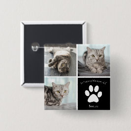 Mooie Kat Memorial Custom Pet Photo Keepsake Vierkante Button 5,1 Cm