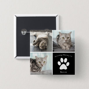 Mooie Kat Memorial Custom Pet Photo Keepsake Vierkante Button 5,1 Cm