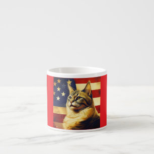 Mooie kat met Amerikaanse vlag achtergrond Espresso Kop