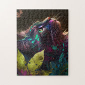 Mooie kat met bladeren - AI-kunst Legpuzzel (Verticaal)