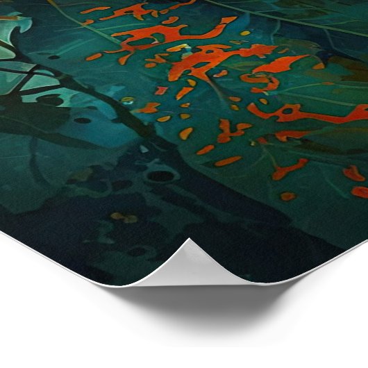 Mooie kat met bladeren - AI-kunst Poster (Hoek)