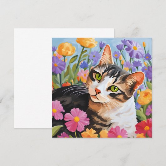 Mooie kat met bloemen (Voorkant / Achterkant)