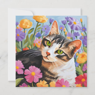 Mooie kat met bloemen