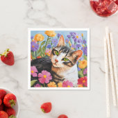 Mooie kat met bloemen servet (Insitu)
