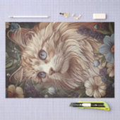 Mooie kat met bloemen tissuepapier (Craft)
