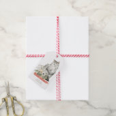 Mooie kat met bloemen | Vrolijk kerstfeest Cadeaulabel (Met Touw)