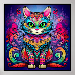 Mooie kat met Mandala design Poster