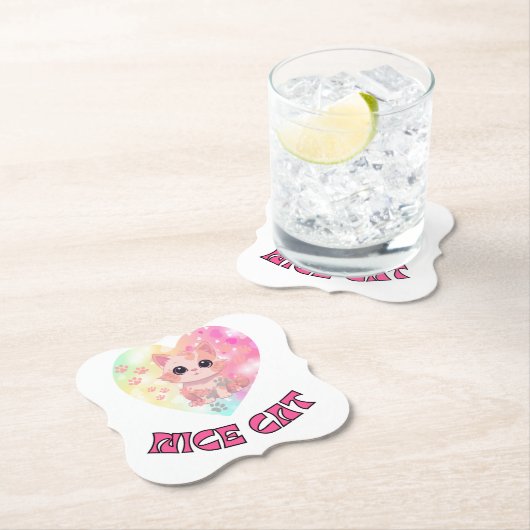 Mooie kat met mooie drink kartonnen onderzetters (Insitu)