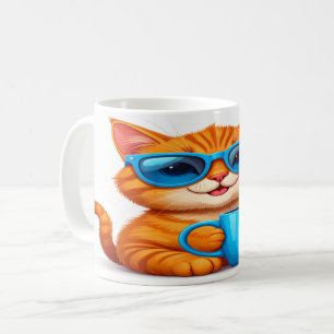 Mooie kat met zonnebril mok - oranje tabby geschen