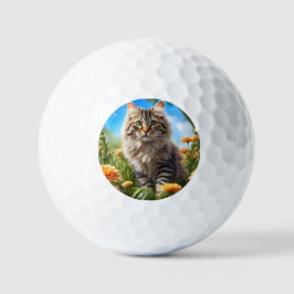 Mooie kat mooie tuin golfballen