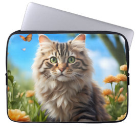 Mooie kat mooie tuin laptop sleeve