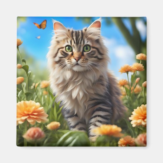Mooie kat mooie tuin magneet (Voorkant)