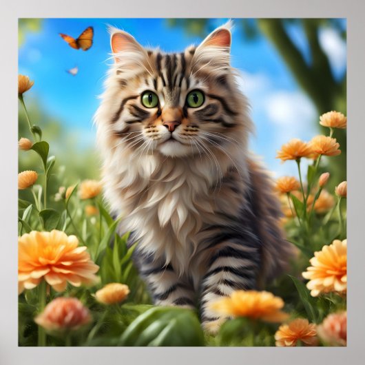 Mooie kat mooie tuin poster (Voorkant)